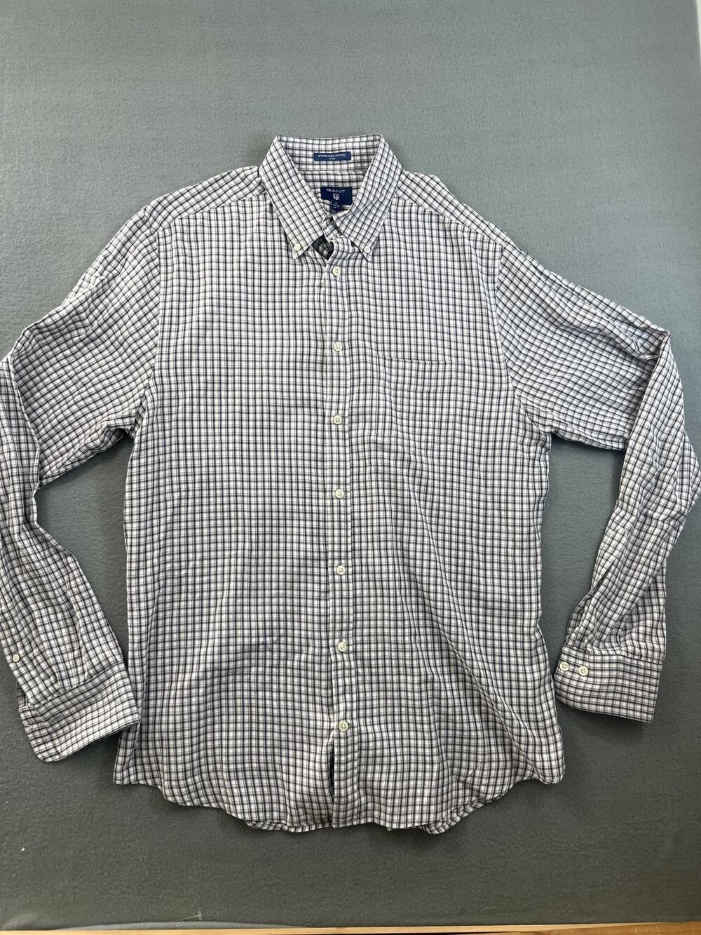 Gant Windblown Oxford Fitted Men's Shirt XL Blue/White Long Sleeve